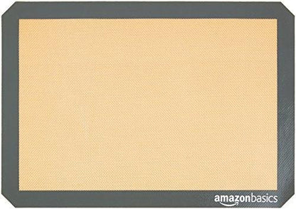 Amazon Basics Silicone, Non-Stick, Food Safe Baking Mat, Pack of 2, New Beige/Gray, Rectangular, 16.5" x 11.6" - CookCave