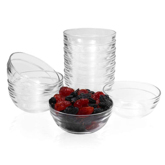 SZUAH 3.5 Inch Small Glass Bowls 12 Pack Prep Bowls Serving Bowls 4.5 OZ Microwavable Stackable Clear Glass Bowls for Kitchen, Dessert, Dips, Nut and Candy Dishes, Dishwasher Safe - CookCave