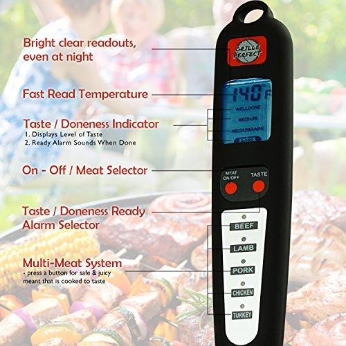 Digital Meat Thermometer Fork for Grilling and Barbecue Fast Read Electronic Probes with Ready Alarm Quick Accurate BBQ Temperature Turner for Steak Chicken Hot Grilled Food - CookCave