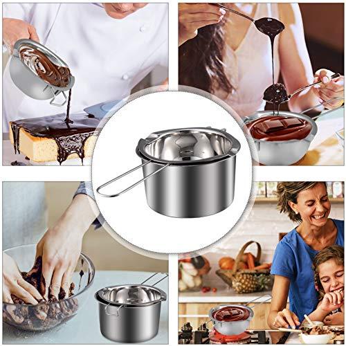 SEWACC Double Boiler Pot 2 Pack Double Boiler Pot Set Chocolate Melting Pot with Stainless Steel Boiling Water Pot for Melting Chocolate Candy Candle Soap Wax (400ml) Stainless Steel Chocolate Pot - CookCave