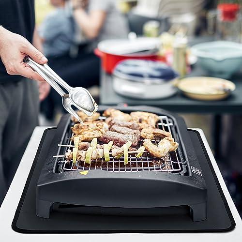 FLASLD Fireproof & Waterproof Under Blackstone Griddle BBQ Mat, Protect Your Prep Table and Outdoor Grill Table - Heat Resistant Grill Table Mat (Black,16 x 24in) - CookCave