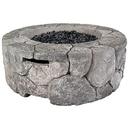 Bluegrass Living HF09501AA Edinburgh 40,000 BTU Propane FirePit Table for Patio and Deck Use, MGO Construction, Includes Crystal Glass Beads Protective Fabric Cover, 28 Inch x 9 Inch, Stonework Finish - CookCave