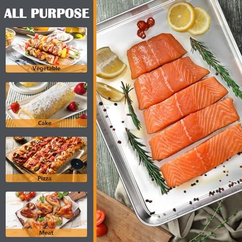 2Pcs Extra Large Baking Sheet (19.6’’x13.7’’), Joyfair Cookie Sheets Stainless Steel Jelly Roll Oven Pans Tray, For Roasting Grilling Steaming, Commercial & Heavy Duty, Rust-free & Dishwasher Safe - CookCave