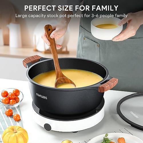 ITSMILLERS Nonstick Stock Pot,6.5 Qt Elegant Aluminum Ceramic Casserole with Pour Spout Lid, Induction Bottom - CookCave