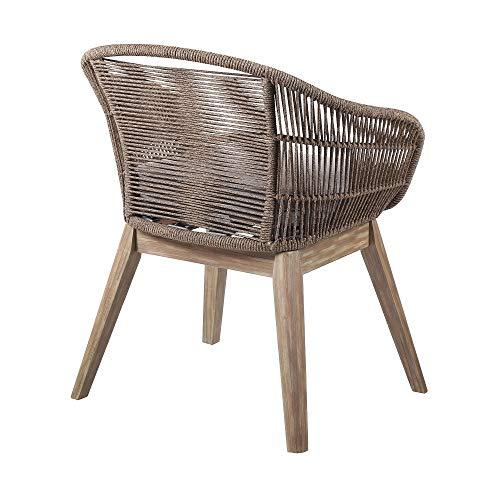 Armen Living Fruitti Tutti Frutti Indoor Outdoor Dining Chair in Light Eucalyptus Wood with Truffle Rope and Gray Cushion - CookCave