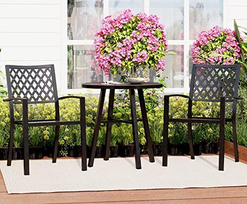 MFSTUDIO Outdoor Bistro Table Round Metal Patio Dining Table Small Side End Adjustable Outdoor Furniture Table,Black - CookCave