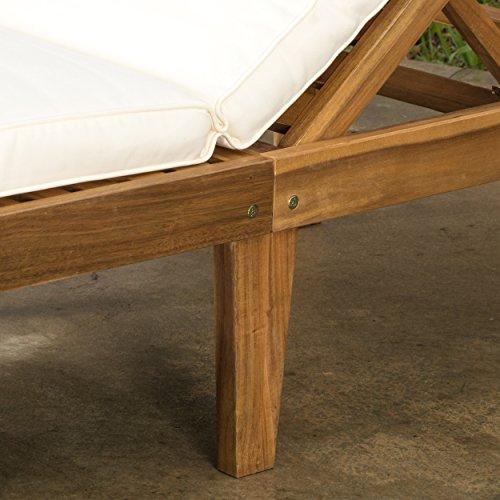 Christopher Knight Home Ariana Acacia Wood Chaise Lounge with Cushion, Teak Finish - CookCave