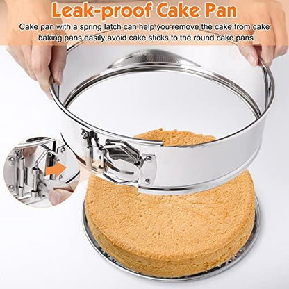 Stainless Steel Springform Pan Set,7" 10" Nonstick Leakproof Baking Cake Pan Set,Round Bakeware Cheesecake Pan with Removable Bottoms and 20pcs Parchment Paper Liners for Instant Pot and Oven - CookCave