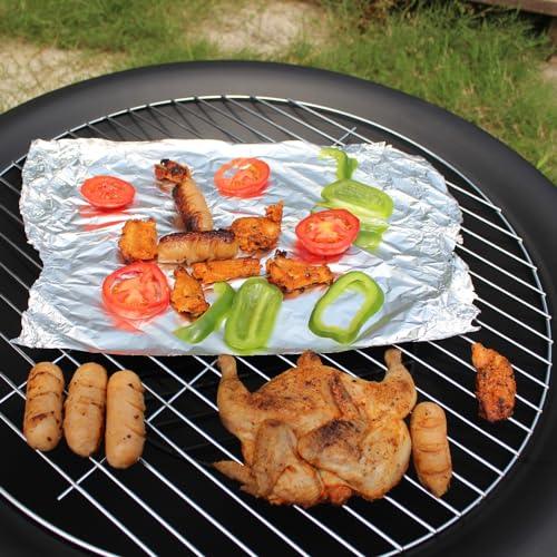 OutVue 30 inch Fire Pits for Outside with Grill, Portable Fire Pit for Camping, Picnic, Wood Burning Fire Pit with Waterproof Cover&Fire Poker & Spark Screen, Firepit for Outdoor, Patio, Garden - CookCave