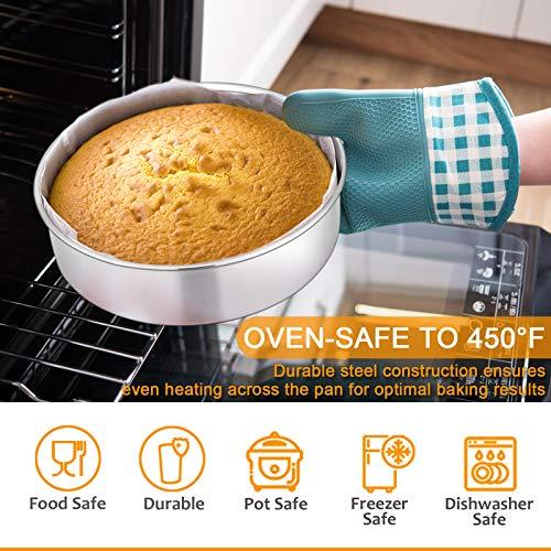 E-far Stainless Steel Bakeware Set, Metal Baking Pan Set of 9, Include Round/Square Cake Pans, Rectangle Baking Pan with Lid, Loaf Pan, Muffin Pan, Cookie Sheet with Rack, Dishwasher Safe - CookCave