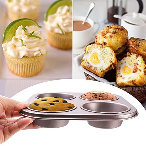 4 Cup Muffin Pan Baking Tray- Non-Stick Cupcake Tin Mold - Carbon Steel Cake Mould For Home, Cafe Bar and Restaurant(champagne) - CookCave