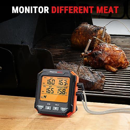 ThermoPro TP717 Digital Meat Thermometer for Grilling, Backlit Grill Thermometer Meat Thermometer Oven Safe with 2 Meat Probes, Food Thermometer for Cooking with Temp Alert for Smoker, BBQ, Oven - CookCave