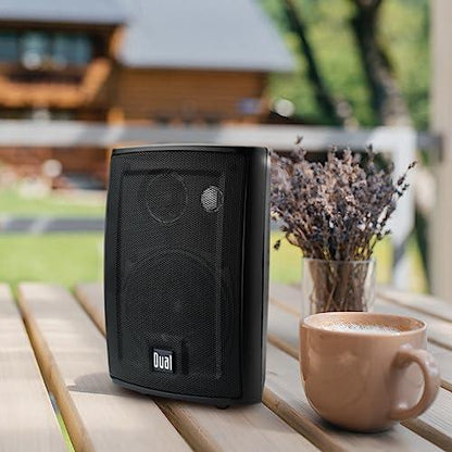 Dual Electronics LU43PB Black 4 inch 3-Way High Performance Outdoor Indoor Speakers with Powerful Bass | Effortless Mounting Swivel Brackets | Weather Resistant | Sold in Pairs | Black - CookCave