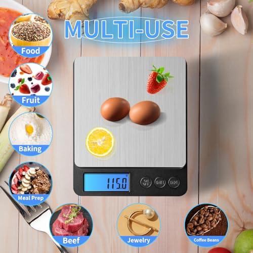 YONCON 3000g/0.1g Food Kitchen Scale with High Accurate Sensors, Digital Multi-Purpose Pocket Scale Grams and Ounces with 3 Modes, LCD Display for Cooking, Baking, Nutrition (Batteries Included) - CookCave