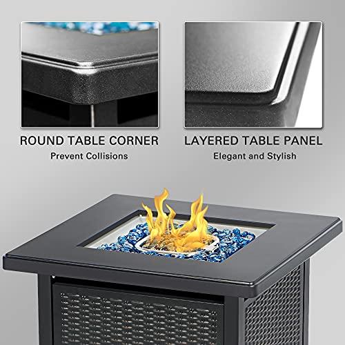 BALI OUTDOORS 28 Inch Propane Fire Pit Table, Rattan & Wicker-Look 50,000 BTU Gas Firepits with Blue Fire Glass for Outside Patio and Garden - CookCave