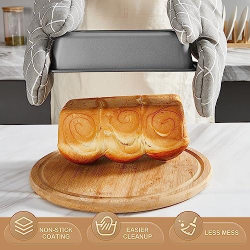 HONGBAKE Bakeware Sets, Baking Pans Set, Nonstick Oven Pan for Kitchen with Wider Grips, 10 Pieces Including Rack, Cookie Sheet, Cake Pans, Loaf Pan, Muffin Pan, Pizza Pan - Grey - CookCave