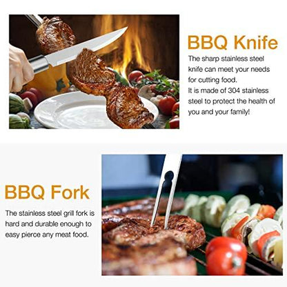 AISITIN BBQ Grill Accessories 16-Inch Stainless Steel Grill Sets for Men, 8Pcs Heavy Duty Grill Utensils Set for Smoker, Camping, Thicker Grill Tools Set Gifts - CookCave