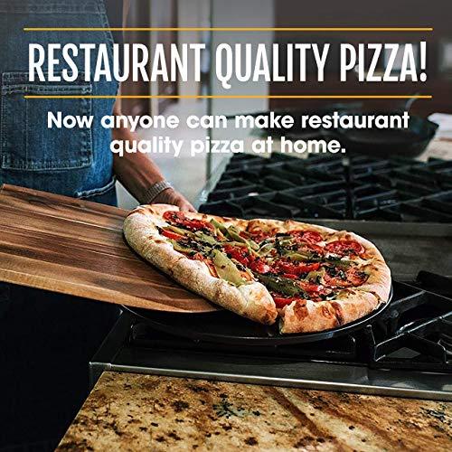 Heritage 15" Ceramic Pizza Stone Set - Non-Stick, Stain-Free with Bonus Cutter - Black - CookCave