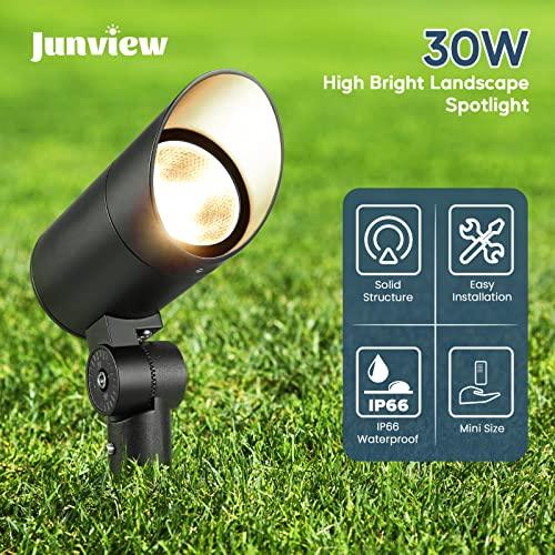 Junview 30W LED Spotlight Outdoor 120V Waterproof Spot Light 3000LM Ultra Bright Spot Lights Outdoor Warm White Landscape Lighting with 5FT Cord with Plug for Flag Pole Tree Yard Garden(2pack) - CookCave