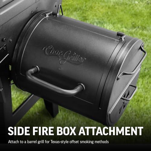 Char-Griller E82424 Smoker Side Fire Box Portable Charcoal Grill, Black - CookCave