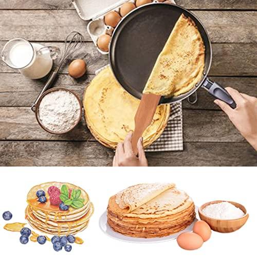 Crepe Spreader and Crepe Spatula Turner Set,Convenient Sizes to Fit Any Crepe Pan Maker - 100% Natural Wooden Crepe Spatula Set for Crepe Tools - CookCave