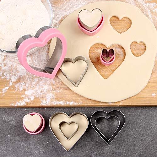 BakingWorld Heart Cookie Cutter Set,9 Piece Heart Shapes Stainless Steel Cookie Cutters Mold for Cakes Biscuits and Sandwiches,0.98"/1.45"/1.57"/1.96"/2.04"/2.32"/2.75"/3.18"/3.74" Assorted Sizes - CookCave