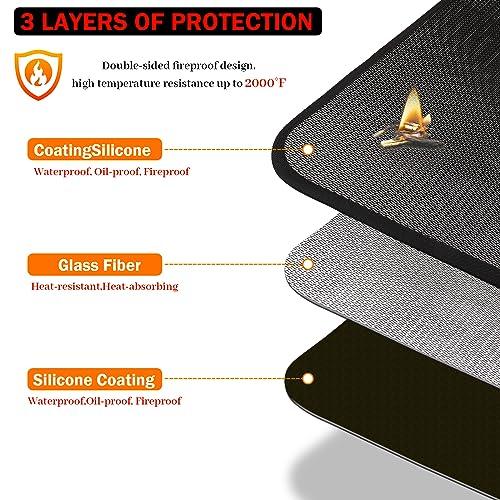 Sakolla 48 x 30 inch Under Grill Mats for Outdoor Grill Fireproof Grill Pad for Fire Pit Grill Deck Patio Protector BBQ Mat Indoor Fireplace Mat Fire Pit Mat Water Resistant & Oil Proof Pad - CookCave