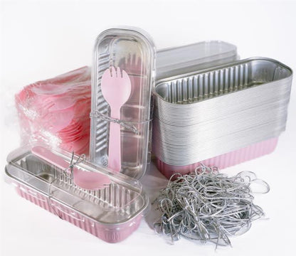 SWEET CHARLOTTE'S BAKESHOP 6” Mini Loaf Pans with Lids (50 Pack) with free digital download Spoons Ties Rectangle Aluminum Foil Baking Pans Tins Containers (Pack Of 50) Individual Disposable Cake - CookCave