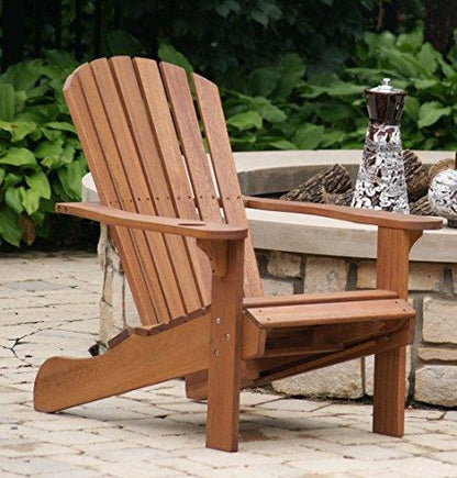 Outdoor Interiors CD3111 Eucalyptus Adirondack Chair and Built In Ottoman - CookCave