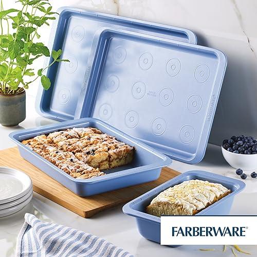 Farberware Easy Solutions Nonstick Bakeware/Baking Set, Includes Cookie Pans, Loaf Pan, and Cake Pan, 4 Piece - Blue - CookCave