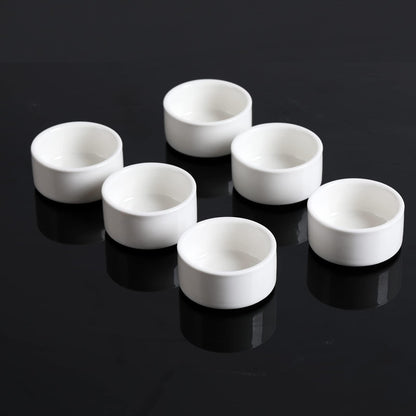 HAOTOP Mini Porcelain Ramekins 1oz Set of 6,Small Ceramics Souffle Dish 30ml White - CookCave