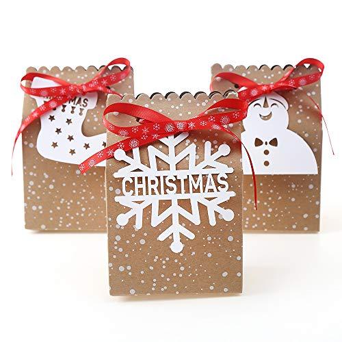 CCINEE 24PCS Bulk Christmas Goodies Bags,Kraft Holiday Gift Bags Christmas Gift Bags with Tags Snowflake Ribbons for Christmas Party Supplies - CookCave