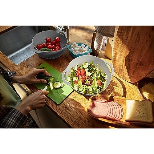 Mixing Bowls for Kitchen, 13 Piece Plastic Mixing Bowls Set Includes 2 Mixing Bowls, 1 Colander, 1 Sifter, 4 Measuring Cups, 5 Kitchen Gadgets for Baking Prepping Cooking and Serving, BPA Free - CookCave