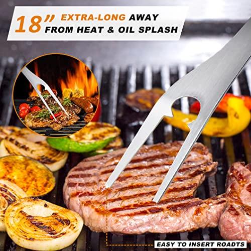 POLIGO 5PCS BBQ Grill Accessories for Outdoor Grill Set Stainless Steel Camping BBQ Tools Grilling Tools Set for Christmas Dads Birthday Presents, Grill Utensils Set Ideal Grilling Gifts for Men Dad - CookCave