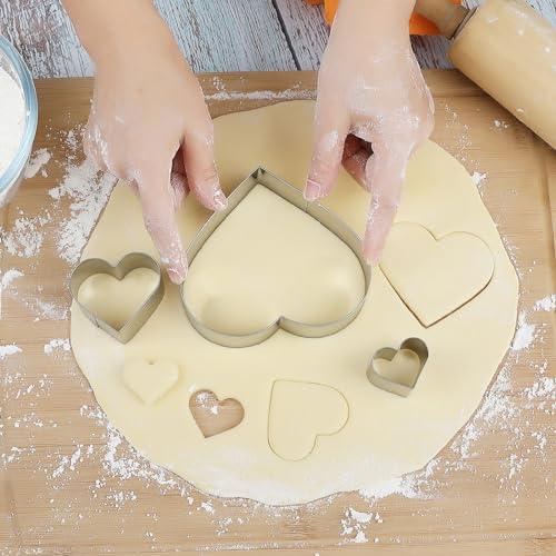 Heart Cookie Cutter Set - 5 Piece - 4.57" 3.86" 2.95" 1.97” 1.38" - Heart Shaped Cookie Cutters Fondant Biscuit Cutters for Valentines Day - Stainless Steel - CookCave