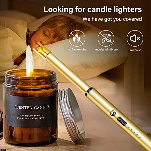 Navpeak Candle Lighter Long Neck Windproof Electric Rechargeable Arc Lighter for Light Candles Gas Stove Fireplace BBQ Kitchen Grills(Gold) - CookCave