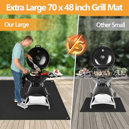 TOHONFOO 70 x 48 in Under Grill Mat for Outdoor Grill - Fireproof BBQ Mats for Grilling to Protect The Deck, Patio, Pavers - Easy to Clean Indoor Fireplace Mat - CookCave