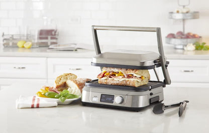 Cuisinart GR-5BP1 Electric Griddler FIVE, Enjoy 5-in-1 Functions, LCD Display, Wide Temperature Range and Sear Function, Stainless Steel - CookCave