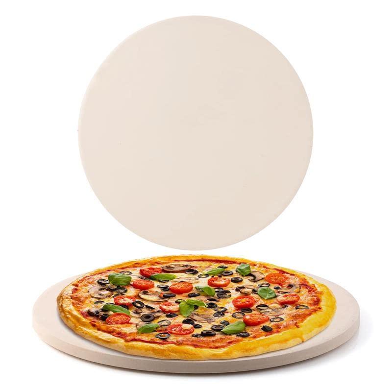 Nuwave Heavy-Duty Cordierite Pizza & Baking Stone, Heat Resistant up to 1472°F, Great for Indoor Electric Ovens, Outdoor Gas, Wood Fire Grills, BBQ Grilling, & NuWave Bravo XL, Fits Most Frozen Pizzas - CookCave