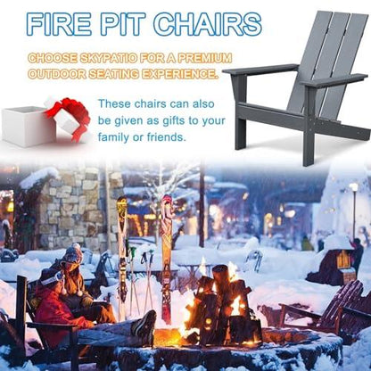 Skypatio Adirondack Chair, All-Weather Patio Fire Pit Chairs High-Density Polyethylene Adirondack Chairs for Porch, Balcony, Garden, Deck, Lawn, Backyard, Grey - CookCave