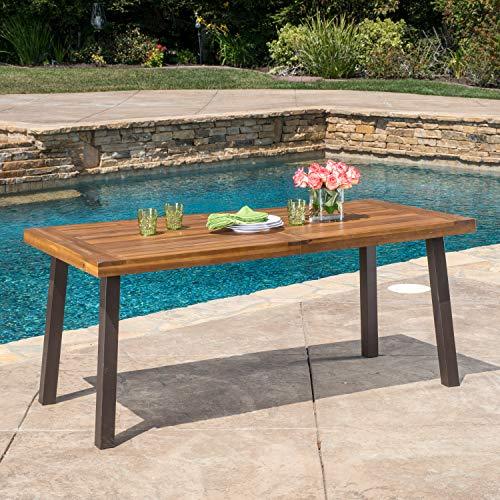 Christopher Knight Home 298192 Spanish Bay Acacia Wood Outdoor Dining Table | Perfect for Patio | with Teak Finis, Brown - CookCave