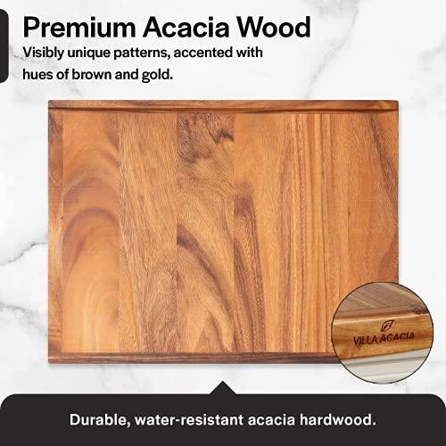 Villa Acacia Reversible Wood Pastry Board and Cutting Board with Lipped Edges, 28 x 22 x 1.5 Inches - CookCave