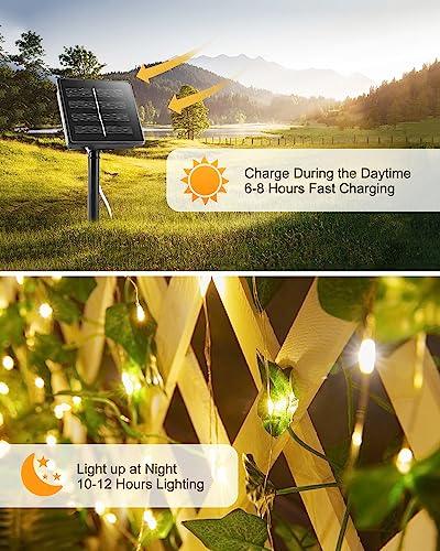 Solar Fairy Lights Outdoor, 40Ft Solar String Lights with Ivy, Solar Plant Vine Lights for Camping Outside Garden Yard Fence Wall - CookCave