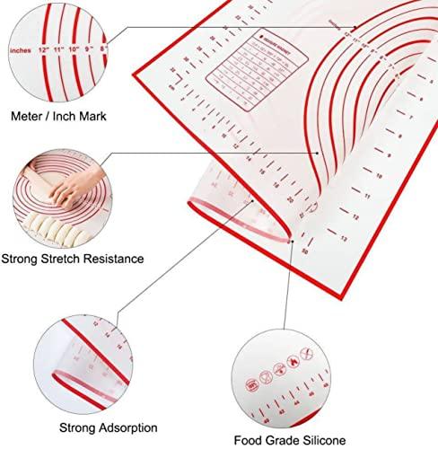 Silicone Pastry Mats - 3 Pack, Non Stick Kitchen Mat For Rolling Dough, And Fondant, With Size Guiding Circles, Dishwasher Safe - CookCave