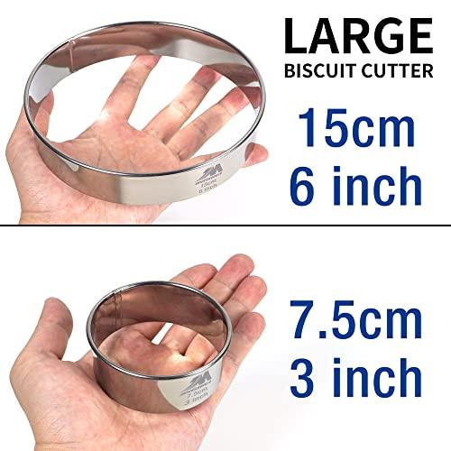 M JNGMEI 6 Pieces Stainless Steel Cookie Biscuit Cutter Set 2'', 3'',3.5'', 4'',5''and6'' Biscuit Plain Edge Round Cutters large Sizes Shape Molds Ranging from 2-6 Inches Multiple Sizes - CookCave