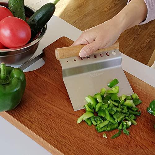 ALLTOP Dough Bench Scraper/Cutter/Chopper Stainless Steel Blade with Herb Stripper,Multipurpose Kitchen Pastry Tool with Scale Ruler - Leaf Remover - 1 Pack - CookCave