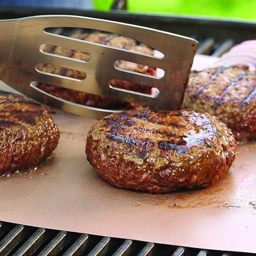 VALWORD Copper Grill and Bake Mats (Set of 2), Nonstick BBQ Grill Mat 15.75 x 13, Reusable & Heavy Duty Under Grill Mat, Easy to Clean, Works for Gas, Charcoal, Electric Grill - CookCave