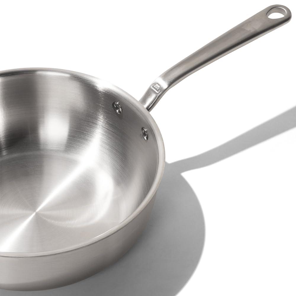 Made In Cookware - 3 Quart Stainless Steel Saucier Pan - 5 Ply Stainless Clad - Professional Cookware - Made in Italy - Induction Compatible - CookCave
