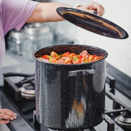 Granite Ware 15.5 Qt Steamer with Lid. Enameled steel perfect for seafood, soups or sauces. - CookCave