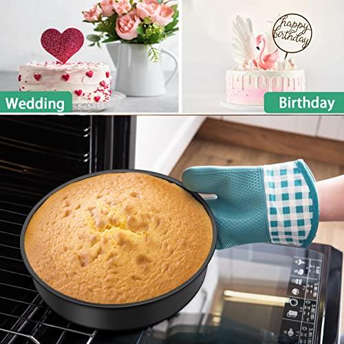 TeamFar 8 Inch Cake Pan, Round Baking Layer Cake Pan Set of 2, with Non-Stick Coating Stainless Steel Core for Birthday, Party, Wedding, Healthy & Heatproof, Release Easily & Easy Clean - CookCave